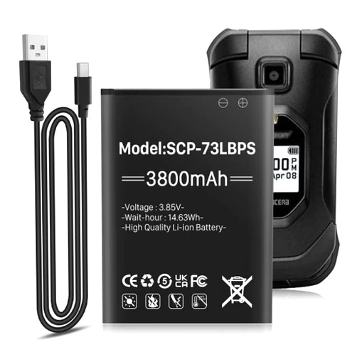SHENMZ SCP-73LBPS Battery with USB C Fast Charging Cable,High Capacity Battery for Kyocera DuraXV Extreme E4810 Verizon Flip Phone Battery Replacement 3800mAh 3.85V/14.63Wh