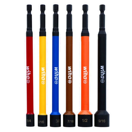 Wiha 70486 Color Coded Magnetic Nut Setter SAE 6 Pc. Set