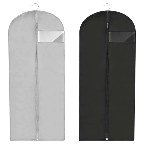 Fafish Dress Bags for Gowns Long,65''Garment Bag Suit Bag for Closet Storage and Travel,Set of 2 (Black+Grey)