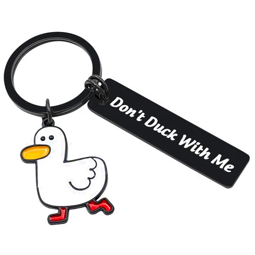 Xyqcy Duck Keychain Gift for Him Don’t Duck with Me Duck Theme Keyring Gift for Duck Lovers Dad Boyfriend Friends Birthday Christmas Gifts for Pet Duck Owner Jewelry