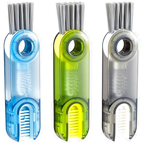 Aynuma 3 in 1 Tiny Cleaning Brush, 3 Pack Cup Lid Cleaner Brushes Set Mini Multi-Functional Crevice Cleaning Brush for Cleaning Baby Bottles, Narrow Neck Bottle, Sport Water Bottle, Tumbler, Glass Vase