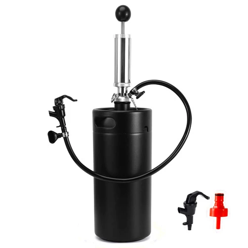 FERRODAY Stainless 128oz Mini Keg Hand Pump Beer Growler Beer Keg Draft Beer Dispenser Pressurized Growler for Beer Mini Keg Hand Pump Picnic Beer Faucet Keg Portable Mini Keg Beer Pump Beer Tap