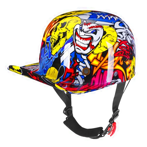 Woljay Vintage Retro Open Face Motorcycle Helmet Baseball Cap Half Helmets Men Women for Moped Cap Jet Scooter Street Cruiser - DOT Certified