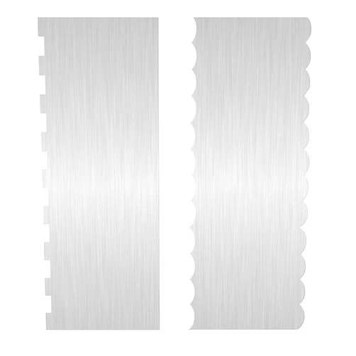 Dualshine 2 Pc Stainless Steel Cake Scraper Cake Decorating Tools Edge Side Jagged Wave Double Sided Patterned Comb Metal Cake Carving Smoothing Cream Pastry Baking(CS-21，CS-25)