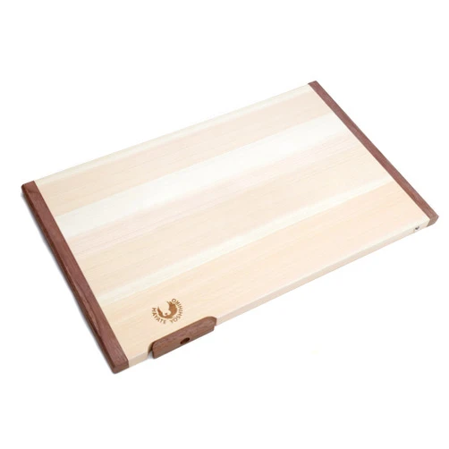 Hayate Yoshihiro Yoshihiro Hinoki Cypress Japanese Natural Wooden Professional Grade Cutting Board with Anti Twisting Walnut Rim (XX-Large)