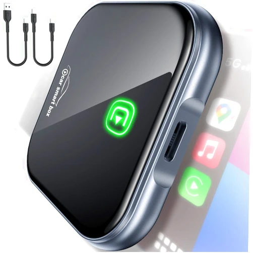 eSamcore Wireless Carplay Adapter for Apple iPhone, [Plug & Play] Wired to Wireless Smart Carplay Dongle Auto Connect Car Play Accessories Fit USB-A & USB-C