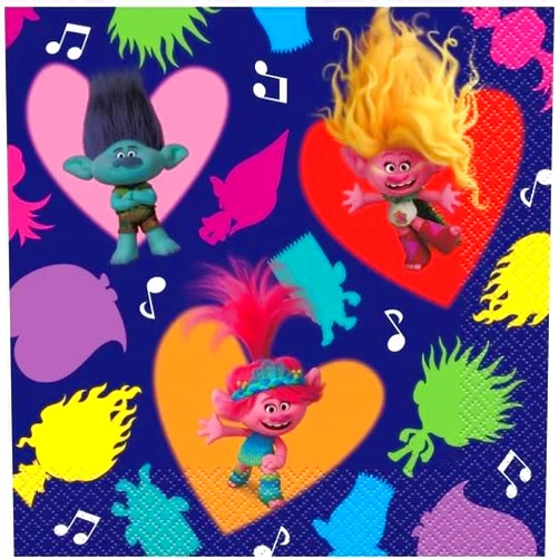 Unique Multicolor Trolls Luncheon Napkins - 16 Count, Perfect for Birthdays, Theme Parties, and Everyday Use