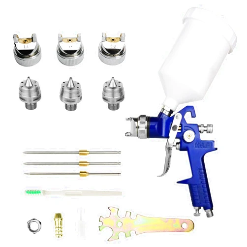 Hotorda HVLP Spray Gun with Replaceable 1.4mm 1.7mm 2.0mm Nozzles Needle Cap Automotive Air Paint Sprayer Gun Kit with 600cc Capacity Cup for Car Primer,Furniture Surface Spraying,Wall Painting,Base Coatings