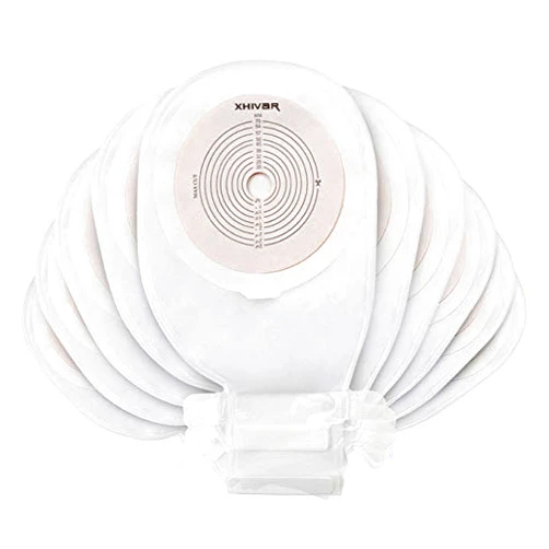 XHIVAR Ostomy Colostomy Supplies 1-Piece Premium Medicals Pouch Ostomy Bag Colostomy Pouch One-Piece System (Box of 10)