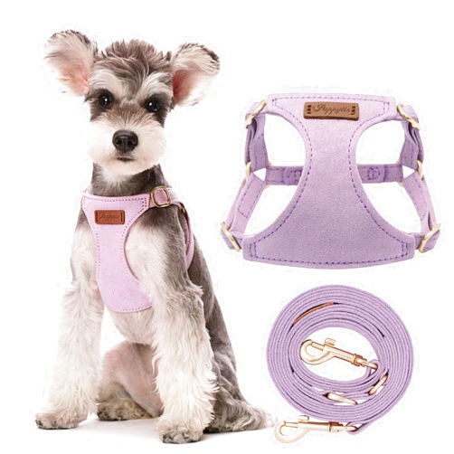 Puppytie No Pull Dog Harness with Multifunction Dog Leash,Soft Adjustable No Choke Escape Proof Pet Harness Vest for Medium Dogs or Large Dogs,Light Purple,M