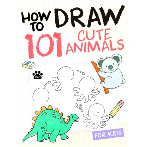 Sophia Elizabeth How To Draw Animals For Kids: Simple And Easy Drawing Book To Learn How To Draw Dog Cat Lion Elephant Dolphine and More Step By Step For Kids