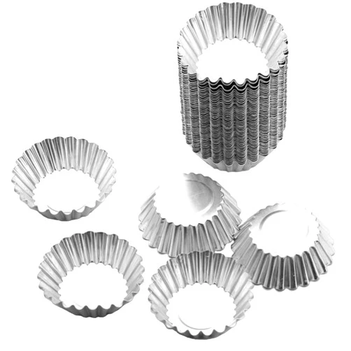 Tosnail 50 Pieces Aluminum Egg Tart Mold Small Tart Pie Tin Mini Cupcake Cake Muffin Cookie Mold Baking Cups