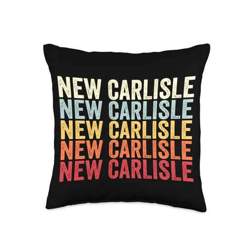 New Carlisle Ohio New Carlisle OH Retro Vintage Text Throw Pillow