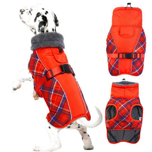 DENTRUN Warm Dog Winter Coat Dog Cold Weather Jacket Windproof Dog Fleece Vest Reflective Dog Outwear Waterproof Dog Snowsuit Cozy Doggie Turtleneck Apparel Winter Clothes for Small Dog Coat, S