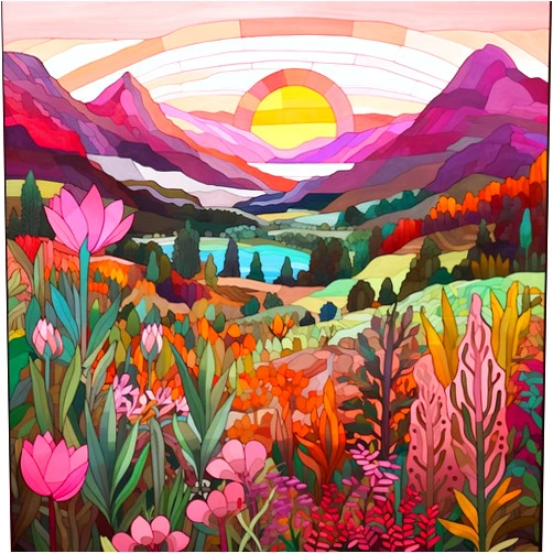 KICHANG Flower Diamond Art Kits for Adults,Pink Hill Diamond Painting Kits for Adults Beginners,5D Diamond Painting Kits Diamond Art Diamond Dot Round Full Drill Diamond for Wall Decor&Gift-12x16in