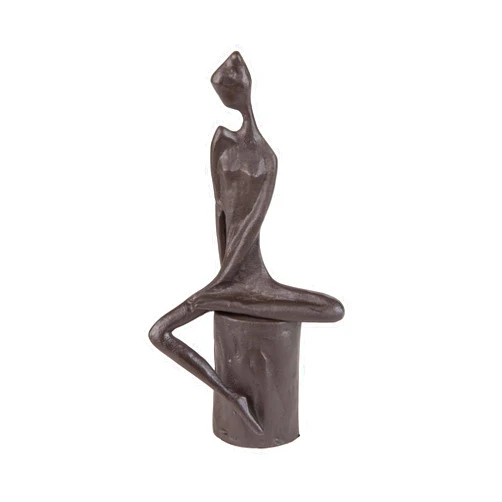Danya B. Woman in Reflection Cast Iron Sculpture | Contemporary Metal Art Shelf Decor | Thinking Figurine - Brown