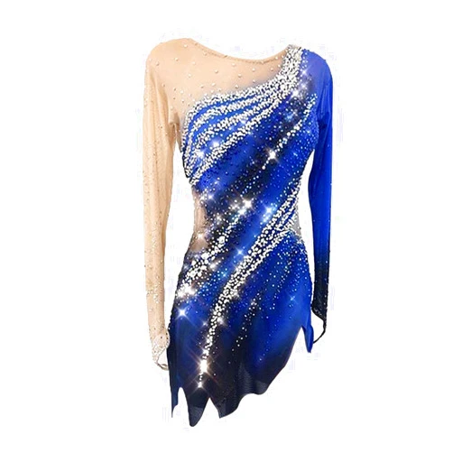LIUHUO Figure Skating Apparel Girls Women Competition Dress Performance Wear Teens Training Dancewear Salsa Blue Girls