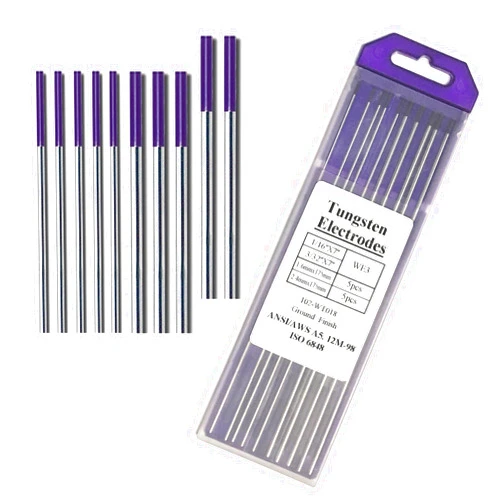 ZINGER TIG Welding Tungsten Electrodes Rare Earth Blend (EWG) Purple,10-Pack Purple Tungsten Electrodes Assorted Size-5PCS 1/16