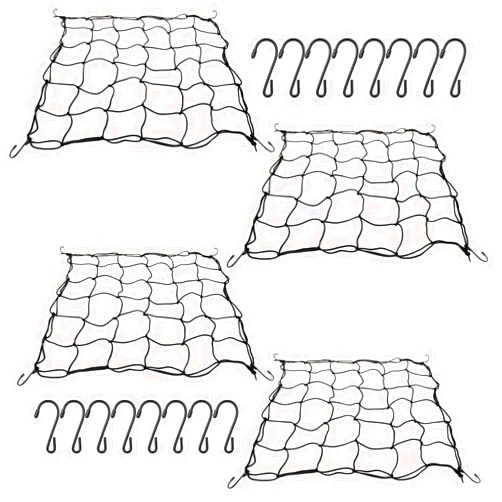 HNBun 4PCS Grow Tent Net, Flexible Net Trellis Fits 4x4ft and More Size, Stretchy Trellis Netting with Hooks for Garden Balcony Yard Plants Growing and Climbing, Black