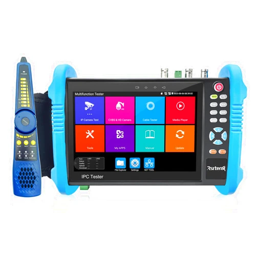 Rsrteng CCTV Tester 8K 32MP 12MP IP Camera Tester POE++ Max 90W POE Camera Tester 8MP TVI/CVI/AHD/SDI/CVBS DMM TDR WiFi Network Tools Cable Tester 2CH SFP Port HDMI VGA
