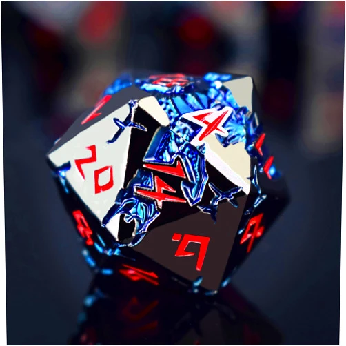 Luxdemon Dungeons and Dragons Dice Cool Blue Cool Dragon Design Large Weighted 7 die, Polyhedral DND Metal Dice Set, D&D Dice Set for RPG MTG Tabletop Game with D and D Dice Gifts Box-Black Red
