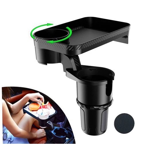 PACEWALKER cup holder Tray for Car Expander with Tray Multifunctional Tray 360° Rotating Table & Adjustable Base with Yeti 20/26/30 oz Hydro Flasks 32/40 oz Camelbak 32/40 oz