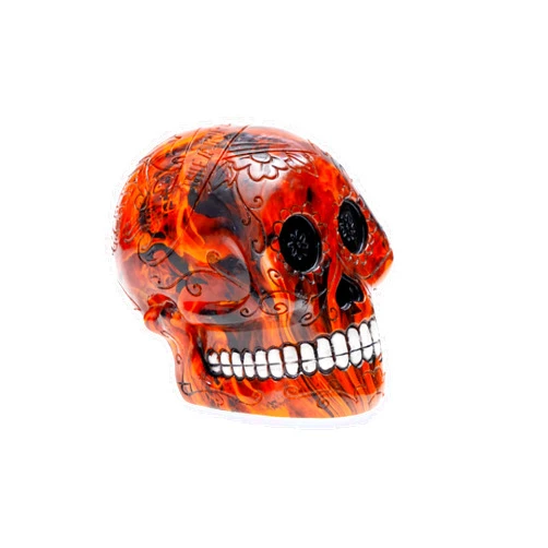 Generic Skull Head Piggy Bank Resin Decoration for Home and Office on Spooky Halloween for Kids and Adult (Flame Skull)