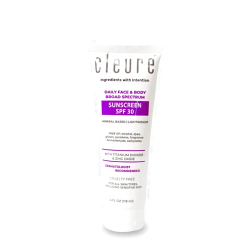 Cleure Mineral Sunscreen with Zinc Oxide - Broad Spectrum SPF 30 - Face & Body (4 oz, Pack of 1)