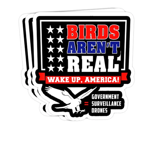 Chilli purple Birds aren't Real Wake up America Government Surveillance Gift Decorations - 4x3 Vinyl Stickers, Laptop Decal, Water Bottle Sticker (Set of 3)