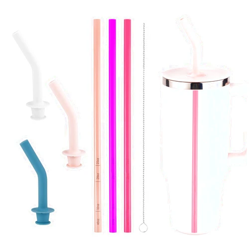 PEUTIER 3pcs Straw Replacement for Hydro Flask Tumbler 40/32/28/20oz, Reusable Plastic Travel Drinking Straw with 3 Silicone Straw Tips and Cleaning Brush for Water Bottle Cup Accessories (BPA Free)