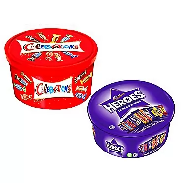 J&D International Cadbury Celebrations and Heroes Chocolates Tub 600g (Combo Pack)
