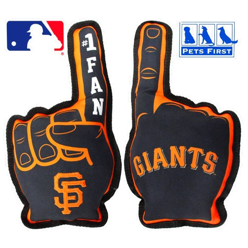 Pets First MLB Number ONE Fan Toy. Sports Dog Toy with Double Stitched Trim and Tough Nylon Material Filled with Chewable Polyfil and Inner Squeaker with Team Logo/Color