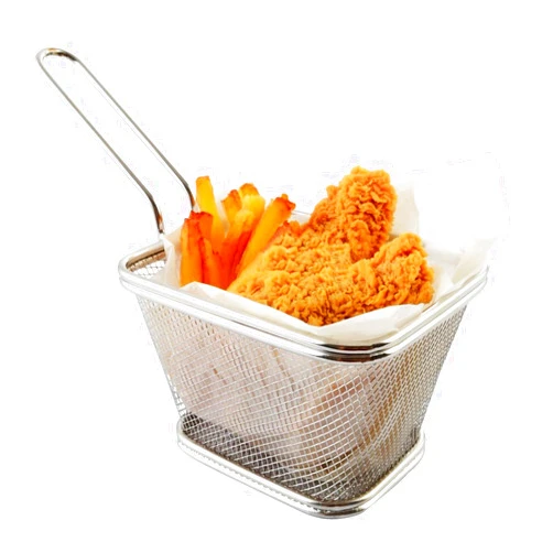 I Kito Stainless Steel Mini Square Fry Basket French Fries Holder, Fried Food Table Serving (Larger 5inch)