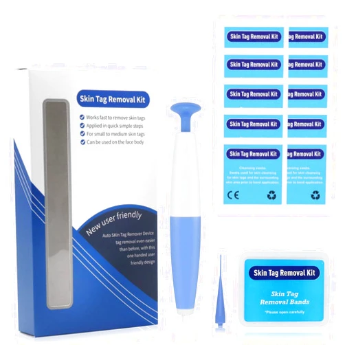 Generic NURINA Improved Skin Tag Removal Band Skin Tag Remover Pen Micro Skin Tag Remover Device Painless Skin Tag & Mole Remover Micro Tag Pen (includes 10x Removal Bands & Cleansing Wipes)
