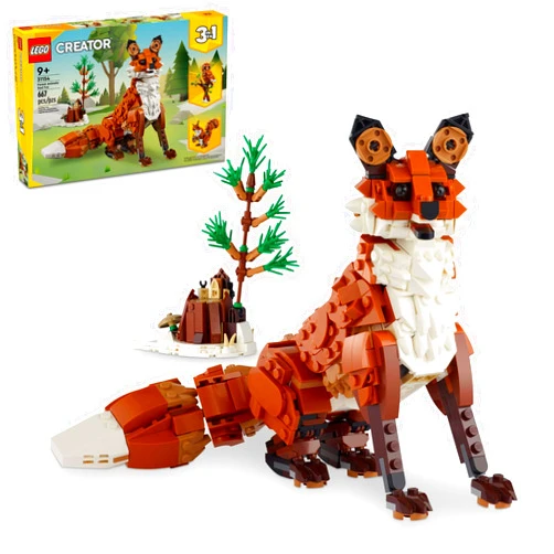 LEGO Creator 3 in 1 Forest Animals: Red Fox Toy, Transforms to Owl or Squirrel Figure, DIY Building Toy Idea for Outdoor Play, Summer Gift Idea for Boys and Girls Ages 9 Years Old and Up, 31154