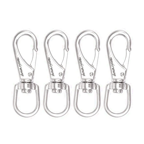 Shonan.Systems SHONAN Stainless Steel Flag Clips for Flagpole Rope- 4 Pack 3.5 Inch Swivel Snap Hook Flag Pole Clips, Diving Clips Spring Hooks for Dog leashes, Keychains, Boat Ropes, Bird Feeders