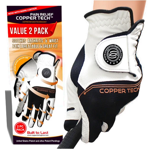 Copper Tech Ladies Golf Gloves Women Right Handed Golfer or Left Handed Golfer 2 Pack | Copper Compression Joint Support with Flexible & Comfortable Fit