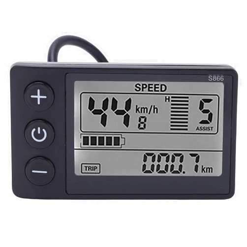 JOROBURO Electric Bike LCD Display, 5 Pin 24V 36V 48V Electric Bicycle S866 LCD Display Meter M5 LCD Panel Screen with Waterproof Connector, Display Meter Control Panel for Electric Bike Scooter Modification