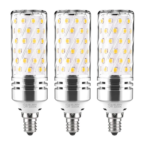 gezee E12 LED Corn Bulbs,15W LED Candelabra Light Bulbs 120 Watt Equivalent, 1500lm, Warm White 3000K LED Chandelier Bulbs, Decorative Candle, 4.1in*2.1in, Non-Dimmable LED Lamp(3-Pack)