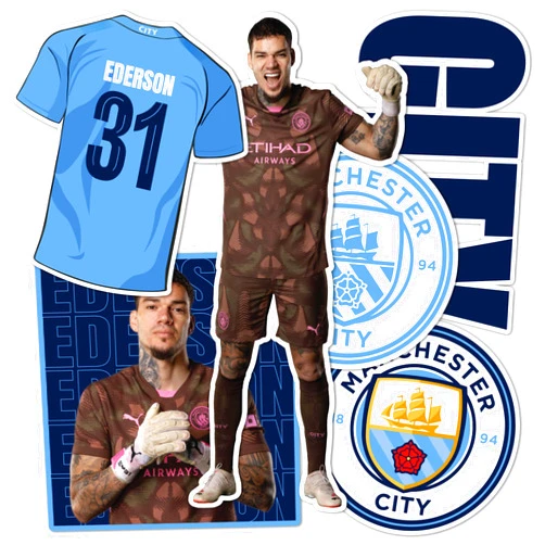 Desert Cactus Manchester City Stickers Man City MCFC Sheet Vinyl Football Soccer Premier League Decal Laptop Water Bottle Car Scrapbook (Type P2 Ederson)
