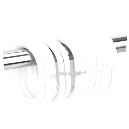 Qulable 24 pcs Shower Curtain Rings Plastic Shower Curtain Hooks C-Shaped Rings Hook Hanger Bath Drape Loop Clip Glide Bathroom Shower Window Rod (White)