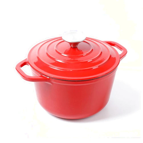 HAWOK Enameled Cast Iron Dutch Oven with Lid, 3 Quart Deep Round Dutch Oven with Dual Handles, Red