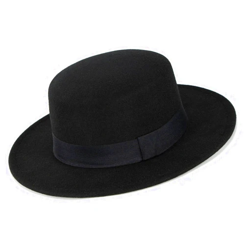 Eohak Pork Pie Hat for Men Women Short Brim Fedora Flat Hat Wool Felt Boater Panama Hats Size:S-M