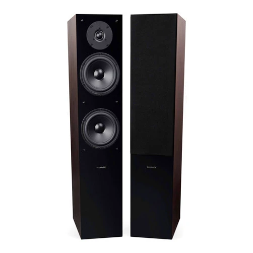 Fluance Elite High Definition Two-Way Floorstanding Loudspeakers for 2-Channel Stereo Listening or Home Theater System - Natural Walnut/Pair