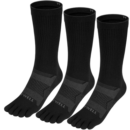 VWELL Merino Wool Toe Socks for Men and Women, Mid-Calf Five Finger Socks Athletic Running Breathable socks (3Pairs)