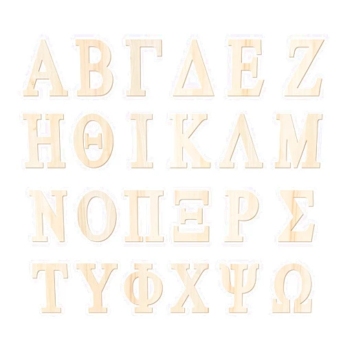 Cregugua 8 Inch 60 Pieces Wooden Greek Letters Crafts Unfinished Wood Greek Alphabets for Sorority/Fraternity/DIY Project/Learning/Wall Decor