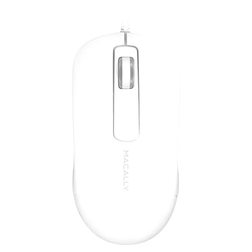 Macally USB Wired Computer Mouse for Mac and PC - Simple, Clean, and Effective - White Wired Mouse with 5ft Cable, 3 Buttons, and 1000 DPI Sensor - Plug and Play Wired Mice for Mac