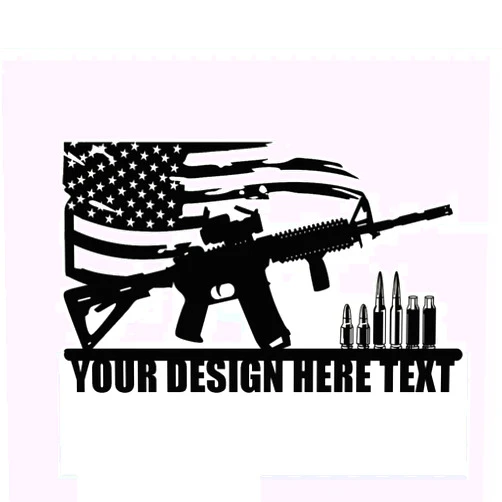 Custom American Flag Gun Metal Wall Art, Personalized Gun Flag Name Sign, Gun Lover's Gift,Gun Design Metal Decor (Style 1)