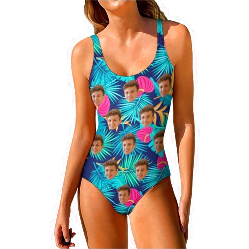 Ufkaa Custom Face Swimsuits for Women, Funny Bride Swimsuit, Personalized One-Piece Bathing Suit, Photo Bikini Swimwear