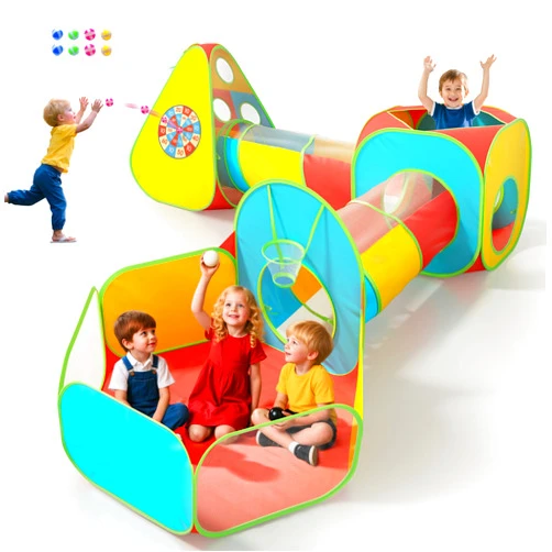 WESKMENS 5Pcs Kids Play Tent and Play Tunnel,Ball Pit for Toddler Baby,Foldable Pop Up Tents with Carry Bag,Indoor Outdoor Playhouse with Crawling Toys,Boys and Girls Best Birthday Gifts